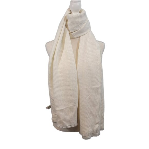 Calvin Klein Scarf Women's Long Rectangle‎ Cream and Metallic Knit Neck - Picture 1 of 7